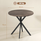 Okrugli stol za dvije osobe Ø 80 cm s X nogama, smeđi