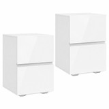 Set od 2 noćna ormarića s 2 ladice 40 × 40 × 58 cm, bijeli sjajni