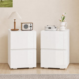 Set od 2 noćna ormarića s 2 ladice 40 × 40 × 58 cm, bijeli sjajni