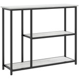 Konzolni stol s 2 police 100 × 30 × 80 cm, bijeli s crnim okvirom