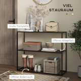 Konzolni stol s 2 police 90 × 30 × 75 cm, crni