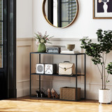 Konzolni stol s 2 police 90 × 30 × 75 cm, crni