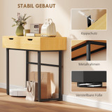 Konzolni stol s 2 ladice i metalnim okvirom 110 × 35 × 76,5 cm, natur