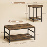 Set od 2 klub stola s policama 80 × 54 × 41 cm, rustik smeđa