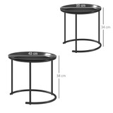 Set od 2 pomoćna stola na uvlačenje Ø 43 cm i Ø 35 cm, crni