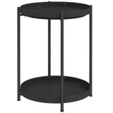 Okrugli pomoćni stol s 2 police Ø 44 × 56 cm, crni