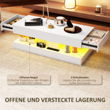 Klub stol s 2 ladice i LED rasvjetom 120 × 50 × 42 cm, bijeli