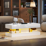 Klub stol s 2 ladice i LED rasvjetom 120 × 50 × 42 cm, bijeli