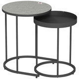 Set od 2 pomoćna stola koji se uvlače jedan u drugi, Ø 42 × 54 cm, sivi