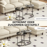 Set od 2 pomoćna stola koji se uvlače jedan u drugi, Ø 42 × 54 cm, sivi