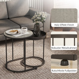 Set od 2 pomoćna stola koji se uvlače jedan u drugi, Ø 42 × 54 cm, sivi