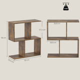 Pomoćni stol u obliku slova S s 3 nivoa 50 × 19,5 × 58 cm, rustik smeđi