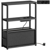 Pomoćni stolić s utičnicama, USB i Type-C priključkom 45 × 18 × 60,2 cm, crni