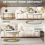 Set od 2 okrugla klub stola, mramorni dekor, 78,5 × 78,5 × 46,5 cm, bijeli