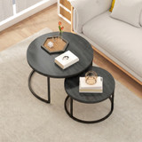 Set od 2 okrugla klub stola 78,5 × 78,5 × 46,5 cm, crni