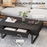 Klub stol s ladicom i otvorenom policom 110 × 60 × 40 cm, tamnosivi
