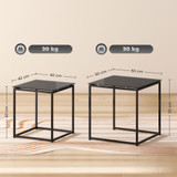 Set od 2 pomoćna stola sa staklenom pločom 50 × 50 × 52 cm, crni