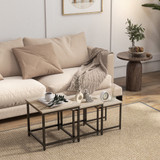 Set od 3 pomoćna stola 45 × 45 × 44 cm, industrijski dizajn, boja drveta