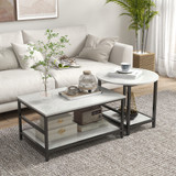Set od 2 klub stola u izgledu mramora 80 × 54 × 41 cm, crna/bijela