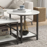 Set od 2 klub stola u izgledu mramora 80 × 54 × 41 cm, crna/bijela