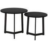 Set od 2 klub stola Ø 48 cm, uglavnom crni, uvlačivi