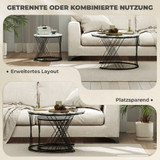 Set od 2 okrugla klub stola 70 × 70 × 46,5 cm, izgled mramora, sivo-bijeli