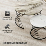 Set od 2 okrugla klub stola 70 × 70 × 46,5 cm, izgled mramora, sivo-bijeli