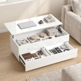 Klub stol podesive visine s 2 ladice 102 × 48 × 54,5 cm, bijeli sjaj