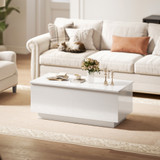 Klub stol podesive visine s 2 ladice 102 × 48 × 54,5 cm, bijeli sjaj