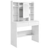 Toaletni stol s LED ogledalom i 2 ladice 90 × 40 × 144,7 cm, bijeli