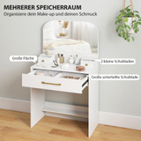 Toaletni stol s ogledalom i 3 ladice 80 × 40 × 135 cm, bijeli
