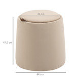 Tabure s prostorom za odlaganje i skidljivim poklopcem Ø 44 × 47,5 cm, bež