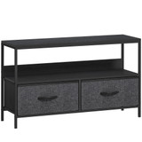 TV komoda s 2 ladice i otvorenom policom 98 × 29 × 56 cm, crna i tamno siva