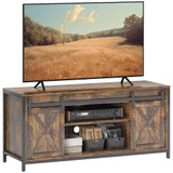TV komoda s 2 klizna vrata i 6 odjeljaka 120 × 40 × 54 cm, smeđa i crna