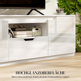 TV komoda s 3 pretinca i ladicom 160 × 38 × 43 cm, bijela