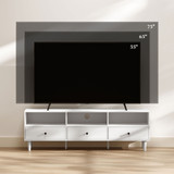 TV komoda s 3 otvorena pretinca i 3 ladice 140 × 34 × 45 cm, bijela