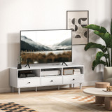 TV komoda s 3 otvorena pretinca i 3 ladice 140 × 34 × 45 cm, bijela