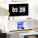 TV komoda s LED osvjetljenjem i 2 vrata 120 × 34 × 45 cm, bijela
