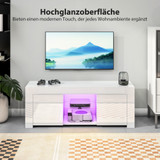 TV komoda s LED osvjetljenjem i 2 vrata 120 × 34 × 45 cm, bijela