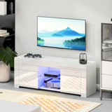 TV komoda s LED osvjetljenjem i 2 vrata 120 × 34 × 45 cm, bijela