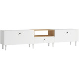 TV komoda s 2 spuštena vratašca, ladicom i otvorenom policom 200 × 35 × 45 cm, bijela