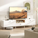 TV komoda s 2 spuštena vratašca, ladicom i otvorenom policom 200 × 35 × 45 cm, bijela