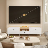 TV komoda s 2 spuštena vratašca, ladicom i otvorenom policom 200 × 35 × 45 cm, bijela