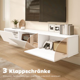 Viseća TV komoda s 3 preklopna pretinca 180 × 31,5 × 29,8 cm, bijela