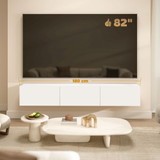 Viseća TV komoda s 3 preklopna pretinca 180 × 31,5 × 29,8 cm, bijela