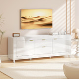 TV komoda s 2 ormarića i 2 ladice 180 × 40 × 66 cm, sjajna bijela