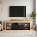 TV komoda za televizor do 65 inča s staklenim policama 140 × 40 × 45 cm, hrast
