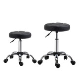 Set od 2 okretna tabure na točkićima, podesive visine 48–63 cm, crni