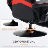 Gaming fotelja s masažom i osloncem za noge, vještačka koža, crvena