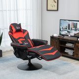 Gaming fotelja s masažom i osloncem za noge, vještačka koža, crvena